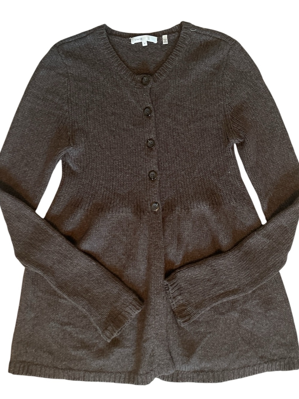 Vince Y2K Brown Babydoll Style Cardigan Size Small